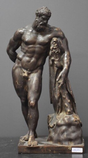 Cast iron sculpture representing Hercules . Ht 43 cm .