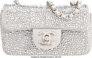 Chanel Silver Swarovski Crystal Mini Flap Bag wi