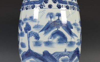 China, blue and white porcelain garden chair, possibly...
