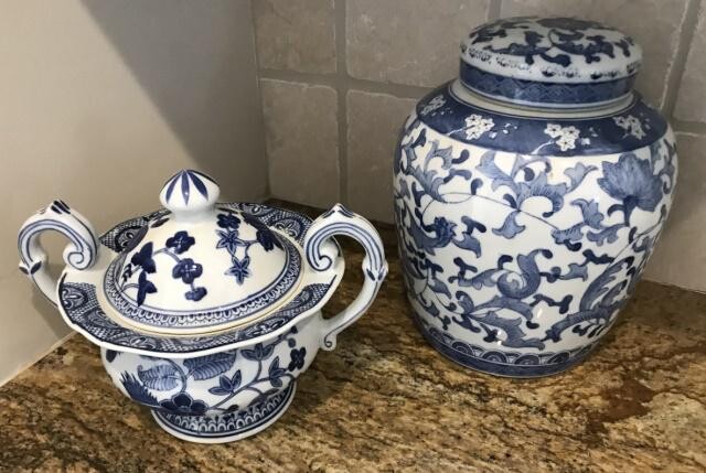 Chinese Blue & White Porcelain Ginger Jar + Tureen