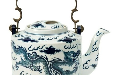 Chinese Blue and White Porcelain Teapot.