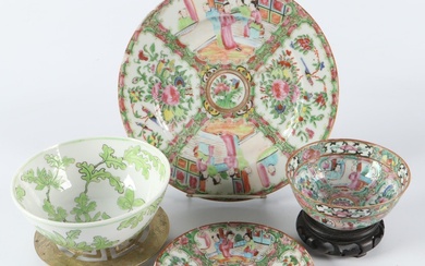 Chinese Export Rose Medallion Plates and Bowl with Other Japanese Porcelain