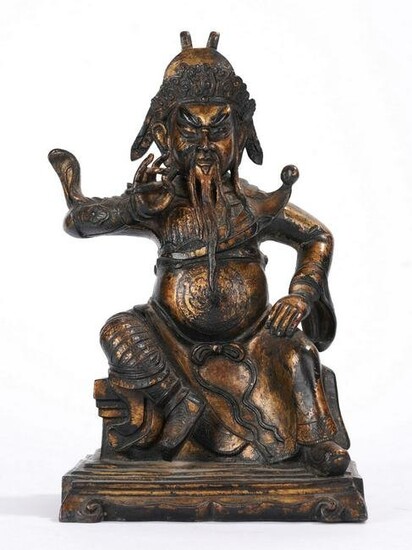 Chinese Gilt Bronze Guandi Figure