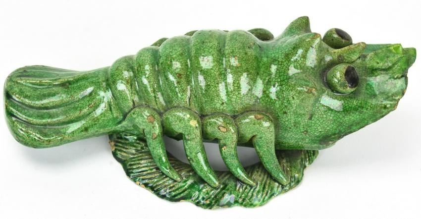 Chinese Glazed Pottery Figural Lobster Wall Vase