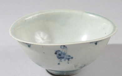 Chinese Ming Blue & White Bowl w/ Horses & Riders