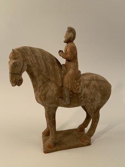 Chinese Pottery Figure of Man on a Horse