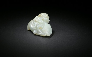 Chinese White Jade Carving of Beast, Ming