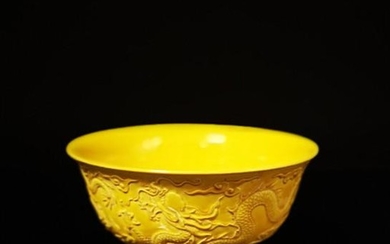 Chinese Yellow Dragon Porcelain Bowl