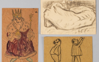 Christian Rohlfs (1849 Niendorf - 1938 Hagen) Collection de trois dessins et aquarelles pour les...