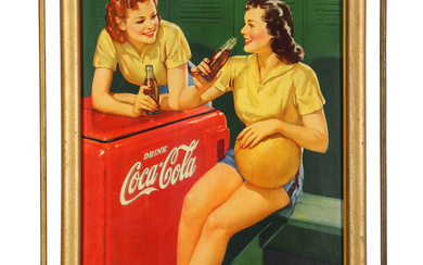 Coca-Cola Cardboard Women’s Basketball Sign (Original Frame)