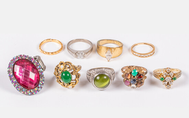 Collection of Nine Costume Jewelry Rings