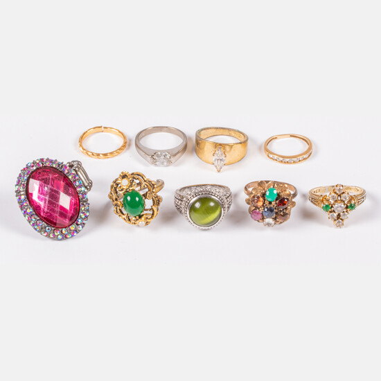 Collection of Nine Costume Jewelry Rings