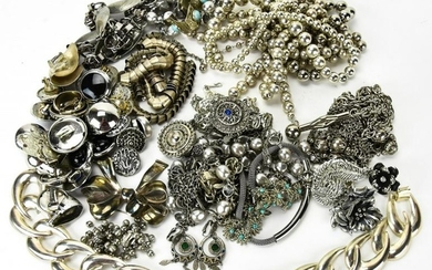 Collection of Vintage Silver Tone Costume Jewelry