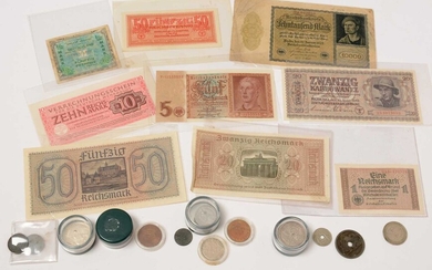 Collection of WWII and later German Coins and bank notes