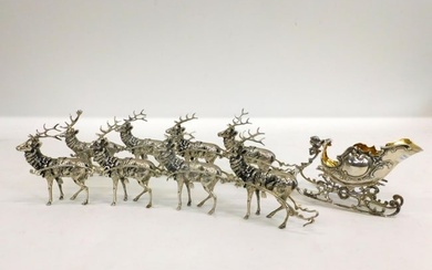 Continental Silver Christmas Reindeer Set. Early
