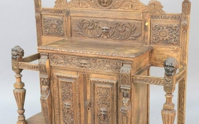 Continental heavily carved hall table/cane holder