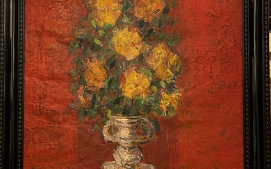 Cricor GARABETIAN( 1908-1993) Pot de fleurs. Huile sur toile. Au dos contresigné,situé 20 rue Royale,...