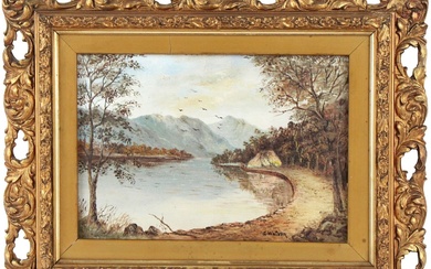 D. Watson, American 19th C., Landscape of Pond, Oil on...
