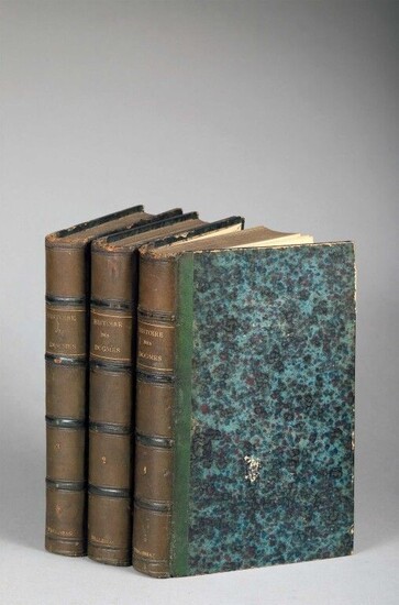 DIDEROT (Denis). General history of philosophical dogmas and opinions from the earliest times to the present day. In London, s.n., 1769. 3 vols. in-8, [2] f., 430 p., [1] blank f. + [2] f., 444 p., [2] blank f. + [2] f., 414 p., [1] f. (table)...