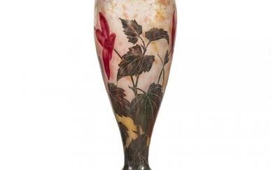 Daum Nancy Wheel-Carved Vitrified Glass Vase