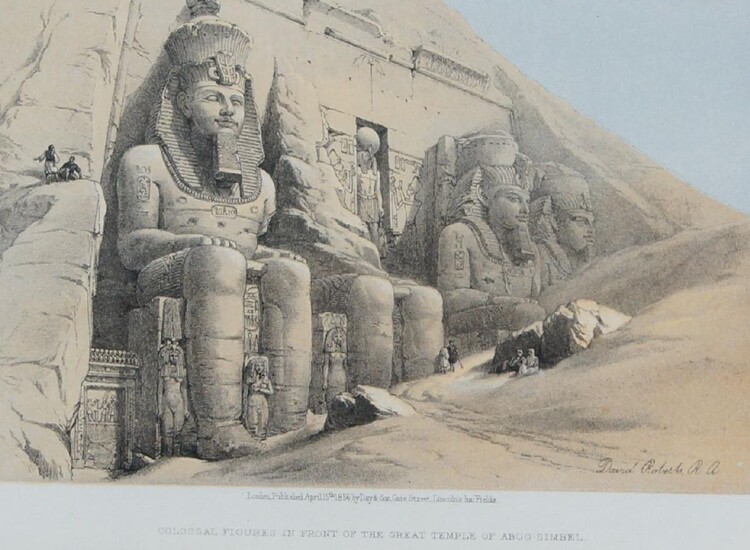 David Roberts RA, Scottish 1796-1864- The Holy Land, 1855-1856; chromolithographs on wove, eight plates, each signed within the plate, published by Day and Son, to include Plate 77 Ruins of Baalbec; Plate 88 The Circular Temple at Baalbec; Plate...