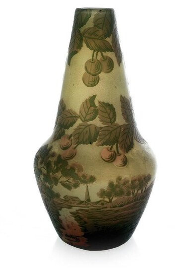 DeVez, a cameo glass vase, circa 1910, shouldered