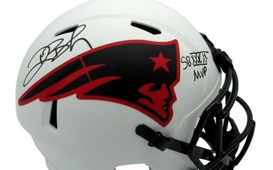 Deion Branch Signed Patriots MVP Full Size Lunar Eclipse Rep Helmet JSA 159308