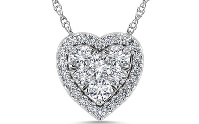 Diamond 1 Ct.Tw. Heart Pendant in 14K White Gold