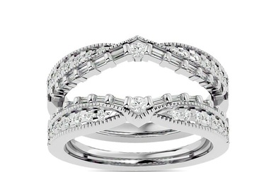 Diamond 3/4 ct tw Round Cut Guard Ring in 14K White Gold