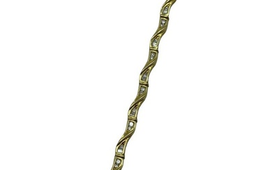 Diamond Tennis Bracelet 14K Yellow Gold Tapered Baguettes and Solitaires