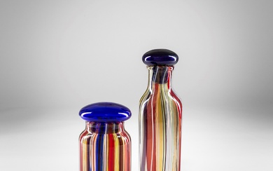 Due bottiglie a canne verticali, Ercole Barovier (1889 - 1974)