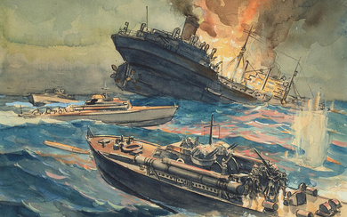 Duncan Gleason (1881-1959) Vosper P.T.s in Action and Crash Boats...