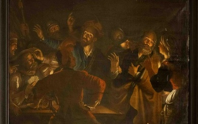Dutch genre painter of the 17th century, ''The False Players'', large composition with light