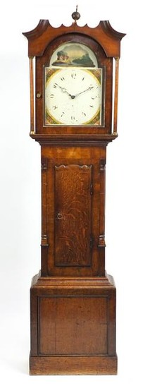 Early 19th century mahogany long case clock with hand
