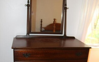 Early 20th C. Mahogany Dresser and Swing Mirror