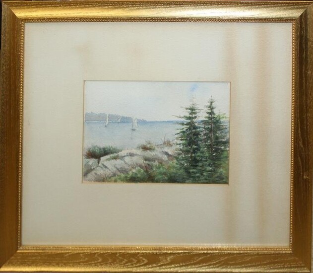 Early 20th c Watercolor by Mrs. Miller