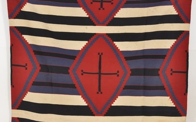 Early 20th century Navajo third phase pattern Chief's blanket. Fine weave. Diagonal lazy lines in