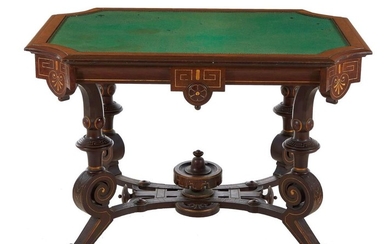 Eastlake gilded and carved walnut library table