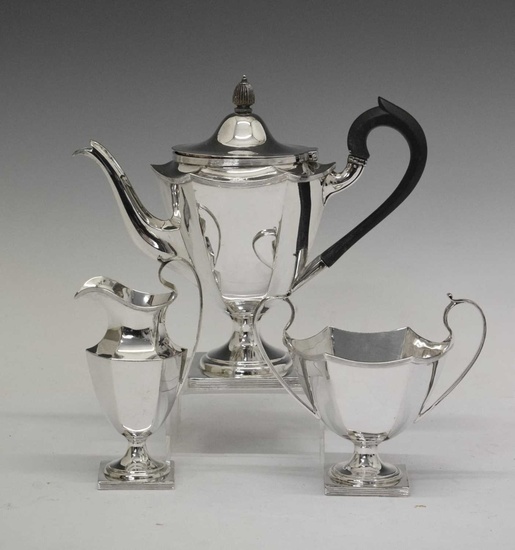 Edwardian silver three-piece coffee set