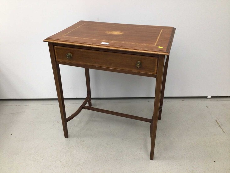 Edwardian style inlaid mahogany side table with single drawer