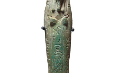 Egyptian faience ushabti with rare triple register