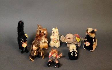 Eight 1950-60s Steiff Stuffed Animals