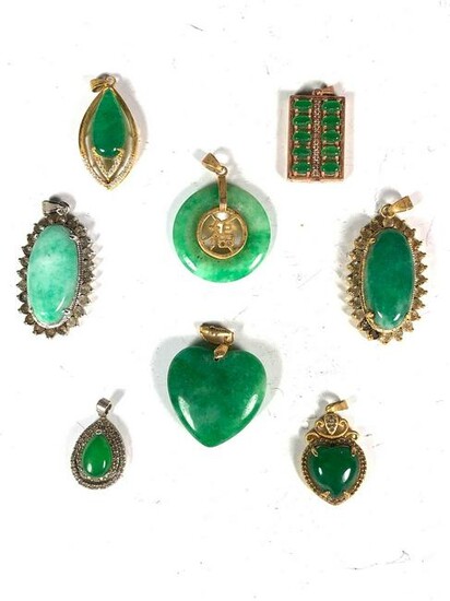 Eight Green Style Stone Pendants