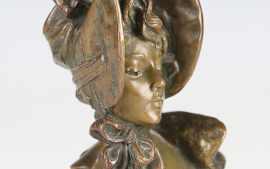 Emanuel Villanis - 'Mlle Lange', a late 19th/early 20th century French patinated cast bron