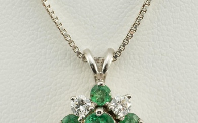 Emerald & Diamond Pendant Necklace