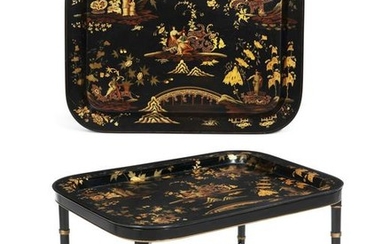 English Chinoiserie decorated papier-mache tray