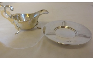 English silver comport, Sheffield 1960 & a silver sauce boat...