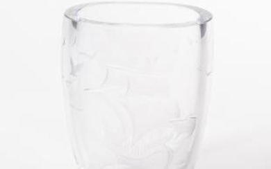 Etched Clear Crystal Vase