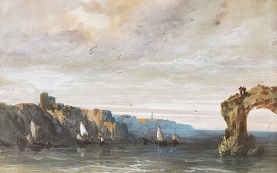 Eugène CICÉRI (1813-1890) Cotes sous un ciel orageux Paire d'aquarelles et réhauts de gouache blanche...