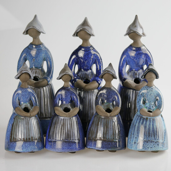 FIGURINES, 7 pcs. ceramics, Elsi Bourelius, Jie Keramik.